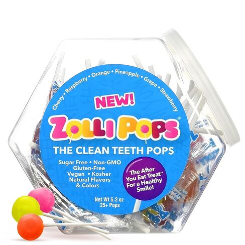 Zollipops Clean Teeth Lollipops, Anti Cavity with Xylitol, Sugar Free Candy for a Healthy Smile Great for Kids, Diabetics and Keto Diet, Natural Fruit Variety, 5.2oz in Saudi Arabia