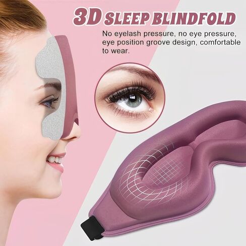 Contoured Sleep Mask for Side Sleepers, 3D Blackout Eye Cover with Adjustable Strap, Lash-Friendly (Purple) in Saudi Arabia