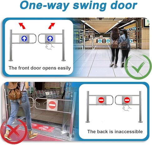 Automatic Closing Security Door, Pedestrian Swing Gate, 50/60/70/80/90/100 cm Width Automatic Closing Safety Gate for Warehouse and Library, 1-Way Design, for Supermarket Entrances Left-90x100cm in Saudi Arabia