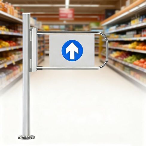 Stainless Steel Automatic Swing Gate - 180° Self-Closing Two-Way Barrier Durable Pedestrian Entrance Door for Supermarkets 100cm x 100cm (Silver) in Saudi Arabia
