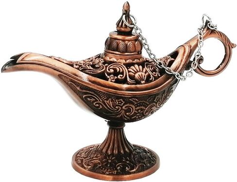 Vintage Legend Aladdin Magic Genie Lamp - Metal Carved Wishing Light for Home Wedding Party Tabletop Decoration Delicate Gift,Medium Bronze in Saudi Arabia