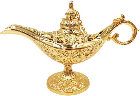 Vintage Legend Aladdin Magic Genie Lamp - Metal Carved Wishing Light for Home Wedding Party Tabletop Decoration Delicate Gift,Medium Bronze in Saudi Arabia