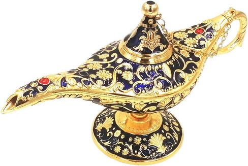 Vintage Legend Aladdin Magic Genie Lamp - Metal Carved Wishing Light for Home Wedding Party Tabletop Decoration Delicate Gift,Medium Bronze in Saudi Arabia