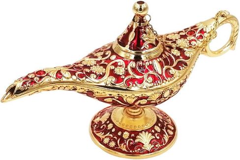 Vintage Legend Aladdin Magic Genie Lamp - Metal Carved Wishing Light for Home Wedding Party Tabletop Decoration Delicate Gift,Medium Bronze in Saudi Arabia