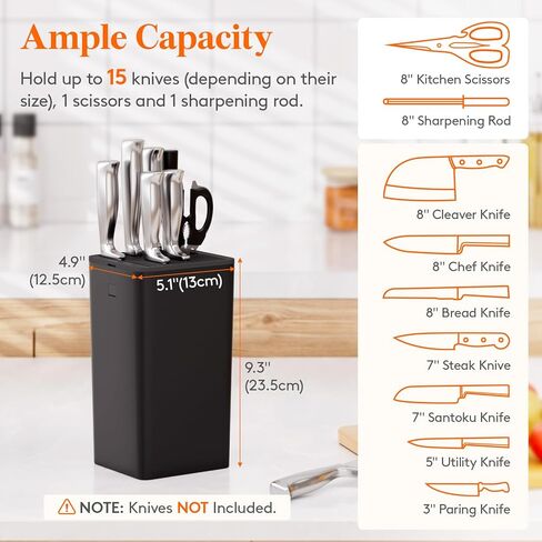 Lifewit Knife Block without Knives, Plastic Universal Knife Block Holder with Detachable Slots, Hold Up to 15 Knives, Scissors, and Sharpening Rods, Kitchen Storage Organizer for Counter, Black in Saudi Arabia