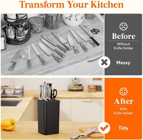 Lifewit Knife Block without Knives, Plastic Universal Knife Block Holder with Detachable Slots, Hold Up to 15 Knives, Scissors, and Sharpening Rods, Kitchen Storage Organizer for Counter, Black in Saudi Arabia