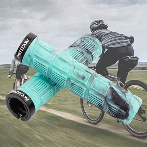 Mountain Bike Grips with Single Lock for Handlebar, MTB Grips for BMX, E-Bike, Scooter, Beach Cruiser & Most Adult Bicycle Handlebar, Anti-Slip & Comfortable(Cyan-Black Camo) in Saudi Arabia