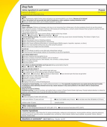 RIGHT REMEDIES Low Dose Aspirin 81mg, Enteric Coated Tablets, NSAID Pain Reliever & Fever Reducer for Adults, Compare to the Active Ingredient in Bayer® Low Dose Aspirin (500ct) in Kuwait
