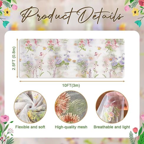 AerWo Embroidery Sage Floral Table Runner 120 Inch 10FT, White Floral Runners for Tables Flower Decorations for Party, Flower Runner for Table Kitchen & Dining, Party and Event Centerpiece in Saudi Arabia