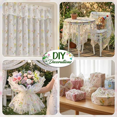 AerWo Embroidery Sage Floral Table Runner 120 Inch 10FT, White Floral Runners for Tables Flower Decorations for Party, Flower Runner for Table Kitchen & Dining, Party and Event Centerpiece in Saudi Arabia