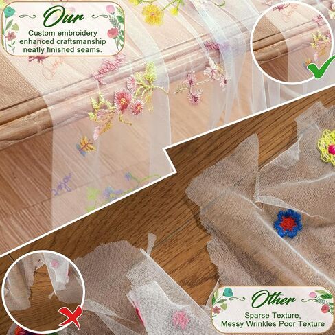 AerWo Embroidery Sage Floral Table Runner 120 Inch 10FT, White Floral Runners for Tables Flower Decorations for Party, Flower Runner for Table Kitchen & Dining, Party and Event Centerpiece in Saudi Arabia