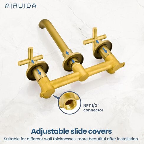 Airuida الصلبة النحاس الصلب على نطاق واسع الحمام صنبور الحمام مع 360 دوار صنبور الجدار مثبتة الحائط المرحاض الحنفيات الخلاط الصنبور مع خشنة في الصمام ومقابض مزدوجة المقابض العتيقة العتيقة in Kuwait