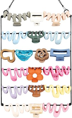 منظم مشبك مخلب الشعر من SNOWSTAR، حامل مشبك شعر للتعليق على الحائط من 5 طبقات وتخزين للنساء والفتيات، شماعة بمشبك مخلب ديكور منزلي للجدار والباب والخزانة in Kuwait