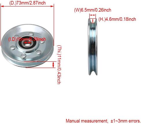 CNBTR Silver Iron Cable Pulley Wheel 10x73x11mm V Shape Groove Wheel Bearing Idler Pulley Load-Bearing 215KG for Gym Equipment Garage Door Opener in Saudi Arabia