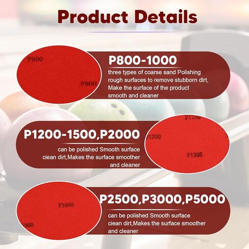 6Pcs Bowling Ball Sanding Pads, Bowling Ball Resurfacing Kit - Grit 800 1200 1500 2000 2500 3000,Bowlings Sanding Pads Polishing Cleaning Pad in Saudi Arabia