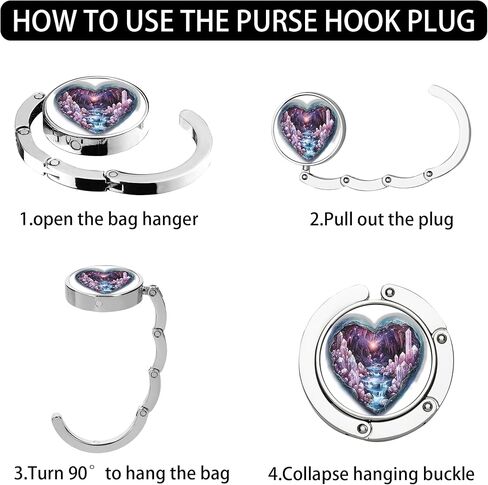 Foldable Purse Hook for Table, Purse Hanger for Table, Purse Holder, Foldable Purse Hook Womens Bag, Women's Bag Hanger Holder, Pretty Pattern Flower, 1pcs in Saudi Arabia