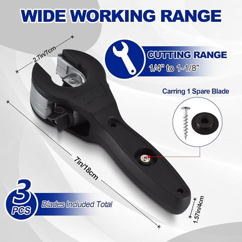 قاطع أنابيب السقاطة من الجيل الثالث في مساحة ضيقة، قاطعات أنابيب ممتازة (1/4 بوصة إلى 1-1/8 بوصة) للنحاس والنحاس والألومنيوم، إجمالي 3 شارات فولاذية (2 على القاطع، 1 في الحقيبة)، زوج واحد من القفازات المضادة للانزلاق in Kuwait