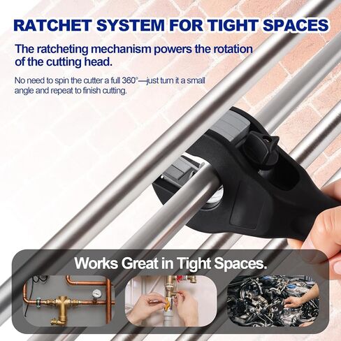 قاطع أنابيب السقاطة من الجيل الثالث في مساحة ضيقة، قاطعات أنابيب ممتازة (1/4 بوصة إلى 1-1/8 بوصة) للنحاس والنحاس والألومنيوم، إجمالي 3 شارات فولاذية (2 على القاطع، 1 في الحقيبة)، زوج واحد من القفازات المضادة للانزلاق in Kuwait