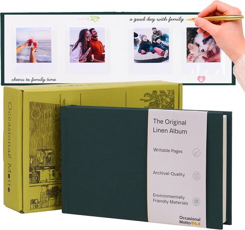 The Original 48 Pockets Classic Linen Hardcover Photo Album, Wedding Guest Book With Writing Space For Instax Square Film, SQ1, SQ6, SQ40 Cameras & Square Link Printer (Beige Cream, For Instax Square) in Saudi Arabia