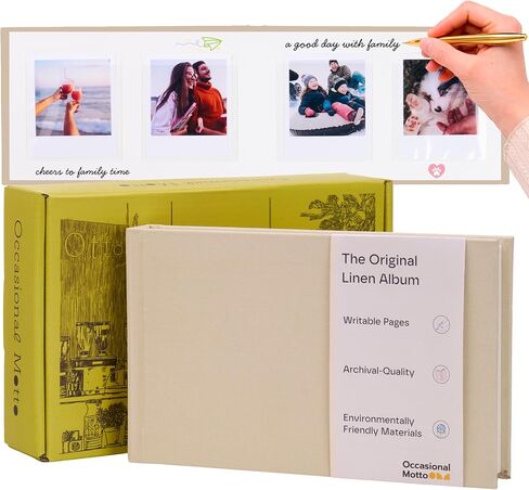 The Original 48 Pockets Classic Linen Hardcover Photo Album, Wedding Guest Book With Writing Space For Instax Square Film, SQ1, SQ6, SQ40 Cameras & Square Link Printer (Beige Cream, For Instax Square) in Saudi Arabia