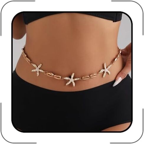 Seashell Starfish Waist Chain for Women Boho Conch Belly Chains Summer Beach Body Jewelry Vacation Costume Accessories Outfit in Saudi Arabia