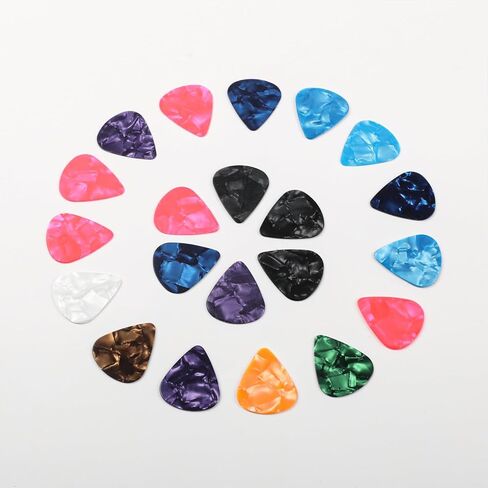 21 PCS Guitar Picks, Art Colorful Celluloid Guitar Pick Plectrums Stocking Stuffers For Bass, Electric, Random Color Guitars Includes 3 Different Thickness (0.46mm, 0.71mm, 0.96mm) in Saudi Arabia