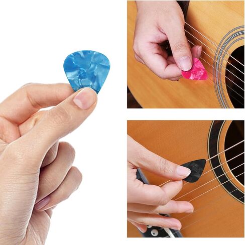 21 PCS Guitar Picks, Art Colorful Celluloid Guitar Pick Plectrums Stocking Stuffers For Bass, Electric, Random Color Guitars Includes 3 Different Thickness (0.46mm, 0.71mm, 0.96mm) in Saudi Arabia