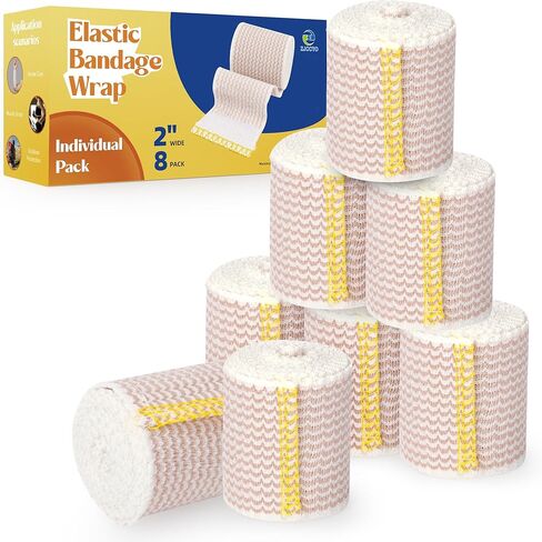 6 Pack Elastic Bandage Wrap (2x2", 2x3", 2x4") | Premium Compression Wrap Bandage for Wounds Medical Bandage Latex Free Stretchy Bandage Wrap for First Aid Sports Protection Injury Recovery in Kuwait