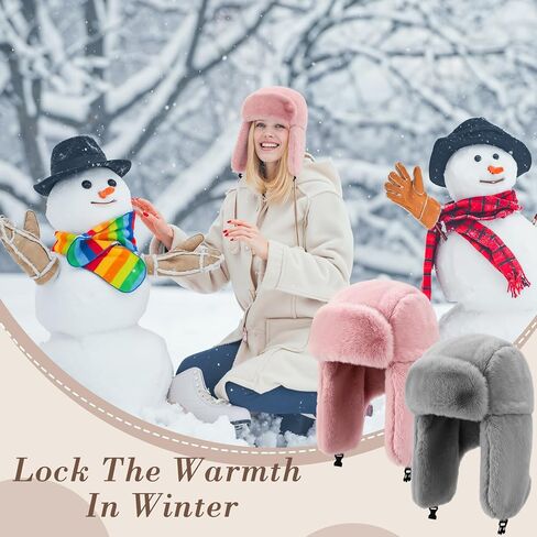 Geyoga 2 Pack Plush Ushanka Hat Unisex Foldable Earflap Trapper Hats for Winter Warmth, Skiing, Travel and Outdoor Activities in Saudi Arabia