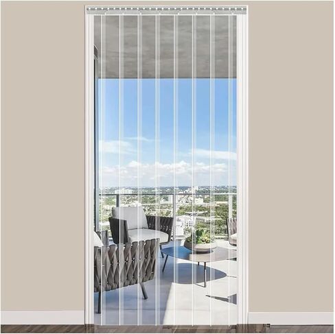 طقم ستائر باب بشريط PVC تجاري - ستارة مدخل فريزر من الفينيل الشفاف مع الأجهزة، 82.68 × 86.61 بوصة للمستودعات والمرآب والحظيرة - تصميم سلس ومتين in Kuwait