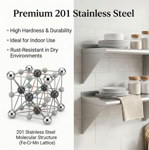 KUARBARR رف من الفولاذ المقاوم للصدأ مثبت على الحائط من الفولاذ المقاوم للصدأ مقاس 12 × 48 بوصة، عبوتان من أرفف الحائط المعدنية التجارية، رفوف المرآب لمطبخ المطعم in Kuwait