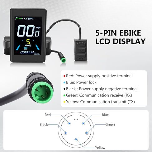 شاشة LCD للدراجة الكهربائية، عداد عرض الدراجة الكهربائية الذكي، عداد سرعة موصل 5 أساسي مقاوم للماء، لوحة تحكم إلكترونية لركوب الدراجات in Kuwait