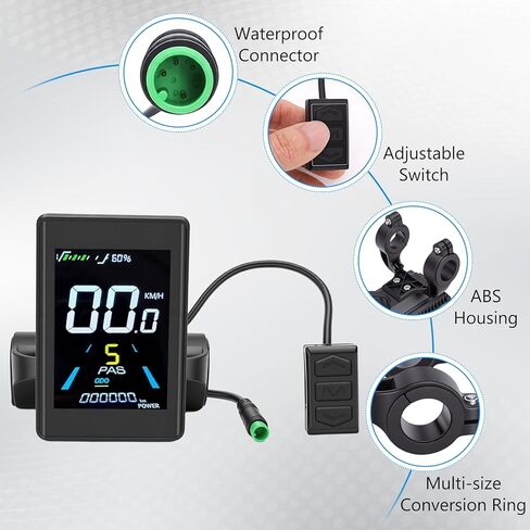 شاشة LCD للدراجة الكهربائية، عداد عرض الدراجة الكهربائية الذكي، عداد سرعة موصل 5 أساسي مقاوم للماء، لوحة تحكم إلكترونية لركوب الدراجات in Kuwait