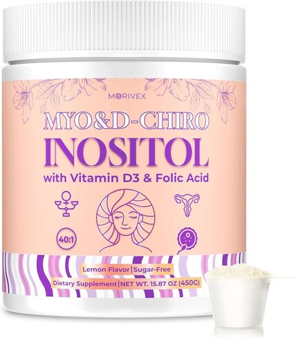 مكمل Myo-Inositol & D-Chiro Inositol للنساء، 4000 مجم: 100 مجم مسحوق Inositol، مكملات الخصوبة التوازن الهرموني للنساء دعم صحة المبيض، مع حمض الفوليك وفيتامين D، نباتي، 90 يومًا in Saudi Arabia