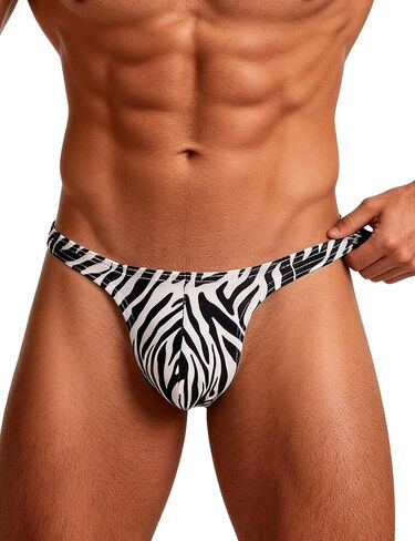comeondear Mens Wild G-String Thong Underwear Sexy Animal Print Thong Underwear Low Rise T-back Mens Lingerie in Saudi Arabia