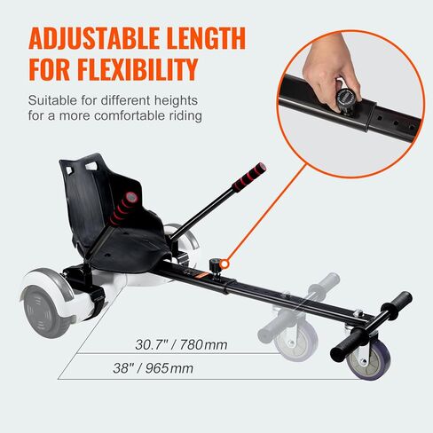 VEVOR Hoverboard Seat Attachment, Grips Control, Accessory for 6.5" 8" 8.5" 10" Hoverboards, Adjustable Frame Length and 220 LBS Load Capacity, Hover Board Go Karts Accessory, for Children Adults in Saudi Arabia