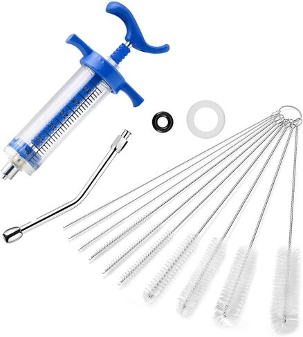 12in1 Reusable Animal Syringe + Drench Nozzle with Clean Brush, Adjustable Dosage Drench Livestock Syringe for Pet, Small Animal, Bird, Sheep ,Dog,Goat,Pig, Cat Feeding Supplies (S-20ML) in Saudi Arabia