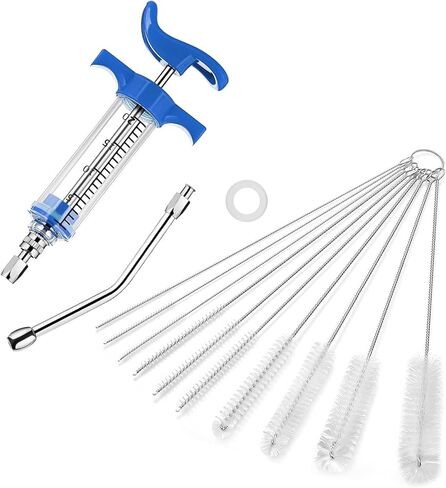 12in1 Reusable Animal Syringe + Drench Nozzle with Clean Brush, Adjustable Dosage Drench Livestock Syringe for Pet, Small Animal, Bird, Sheep ,Dog,Goat,Pig, Cat Feeding Supplies (S-20ML) in Saudi Arabia
