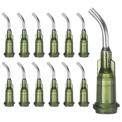 PATIKIL 24Ga Angled Dispensing Needles, 25Pcs 1.5Inch 45° Curved Industrial Blunt Tip Dispensing Needle Tips with Luer Lock Needle for Refilling Liquid Inks Adhesive Glue Oil, Orange Red in Saudi Arabia