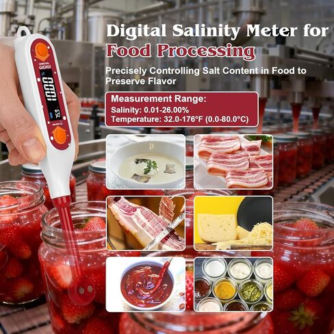 مقياس الملوحة للطعام، جهاز اختبار الملح الرقمي، قارئ مقياس الملوحة المحمول، قياس الملح في تخمير الحساء الساخن، الطبخ، الماء المالح، الطعام المالح، سائل EC TDS، مقياس كثافة الماء لاختبار المياه في المختبر، تربية الأحياء المائية in Kuwait