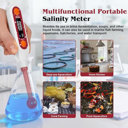 مقياس الملوحة للطعام، جهاز اختبار الملح الرقمي، قارئ مقياس الملوحة المحمول، قياس الملح في تخمير الحساء الساخن، الطبخ، الماء المالح، الطعام المالح، سائل EC TDS، مقياس كثافة الماء لاختبار المياه في المختبر، تربية الأحياء المائية in Kuwait