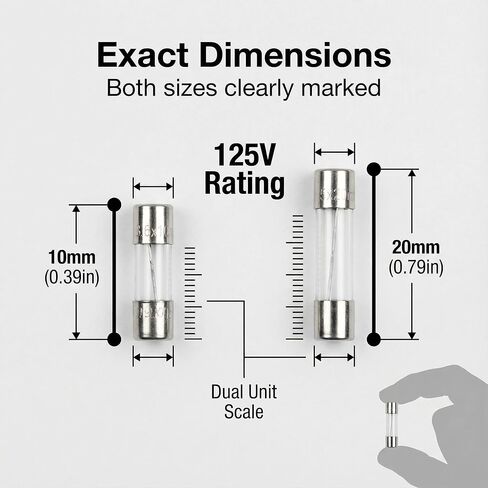10 Values 100 pcs Christmas Light fuses 5x20mm Fuse 125V 0.5A, 1A, 3A, 5A, 7A, 10A, 15A and 3.6x10mm Mini Fuse 125V 2.5A, 3A, 5A, Fast-Blow Glass Fuses Assortment Kit in Saudi Arabia