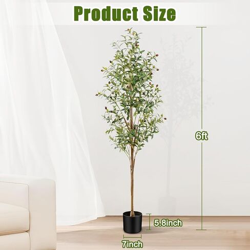 4FT Artificial Olive Tree Indoor, Tall Faux Olive Tree with Pot&Basket, Large Fake Olive Tree with Realistic 576 Silk Leaves and 32 Fruits for Living Room Home Office Decor in Saudi Arabia