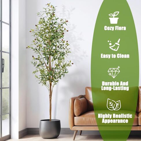 4FT Artificial Olive Tree Indoor, Tall Faux Olive Tree with Pot&Basket, Large Fake Olive Tree with Realistic 576 Silk Leaves and 32 Fruits for Living Room Home Office Decor in Saudi Arabia