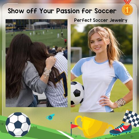 NextArt Soccer Bracelets for Girls, 6PCS Stackable Soccer Beaded Bracelet Set, Soccer Jewelry Gifts for Players, Daughters, Teammates, Team Game Day Accessories. in Saudi Arabia
