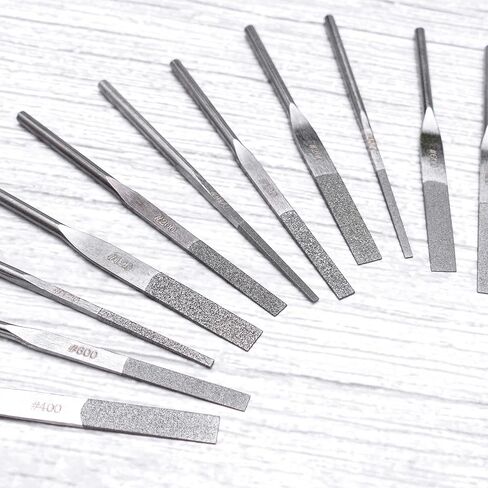 مجموعة مبرد مستدقة ماسية مكونة من 12 قطعة - متعددة الحبيبات (120/200/400/600) - مبرد دقيق للمعادن والزجاج والسيراميك والأظافر - أدوات تعمل بالهواء المضغوط والكهرباء والموجات فوق الصوتية أو مقبض كوليت بقطر 3 مم in Kuwait