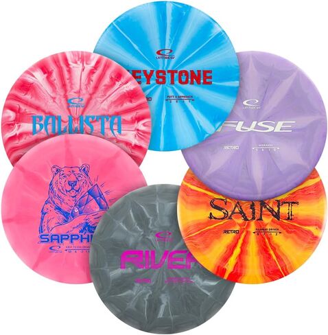 Latitude 64 Retro Burst Disc Golf Starter Set (3-Pack) - Disc Golf Discs Set for New to Intermediate Players | Includes Keystone, Fuse, Saint, Ballista | Grippy Base Plastic | Colors Vary in Saudi Arabia