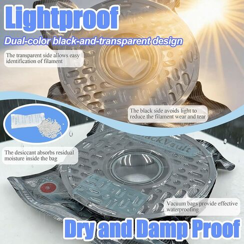 مجموعة أكياس ختم الفراغ من خيوط الطابعة ثلاثية الأبعاد من PurifyLogix، مقاومة للضوء والرطوبة، تتضمن 30 كيس تخزين فراغي، مضخة تفريغ واحدة، 30 مجففًا، 5 مشابك وقلمين تحديد (13.4 × 12.6 بوصة) in Kuwait