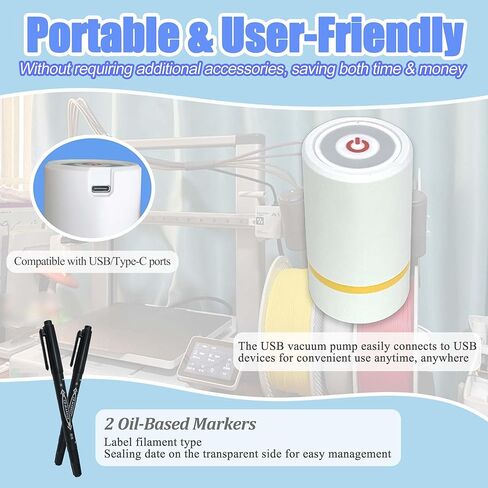 مجموعة أكياس ختم الفراغ من خيوط الطابعة ثلاثية الأبعاد من PurifyLogix، مقاومة للضوء والرطوبة، تتضمن 30 كيس تخزين فراغي، مضخة تفريغ واحدة، 30 مجففًا، 5 مشابك وقلمين تحديد (13.4 × 12.6 بوصة) in Kuwait