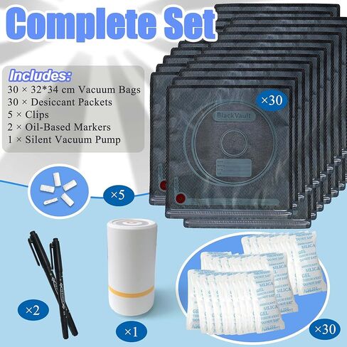 مجموعة أكياس ختم الفراغ من خيوط الطابعة ثلاثية الأبعاد من PurifyLogix، مقاومة للضوء والرطوبة، تتضمن 30 كيس تخزين فراغي، مضخة تفريغ واحدة، 30 مجففًا، 5 مشابك وقلمين تحديد (13.4 × 12.6 بوصة) in Kuwait